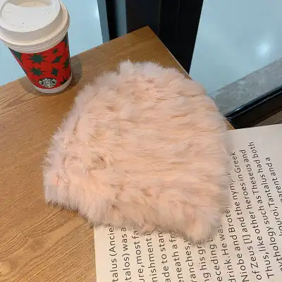 Simple Warm Rabbit Fur Blended Woolen Dome Hat