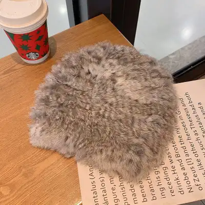 Simple Warm Rabbit Fur Blended Woolen Dome Hat