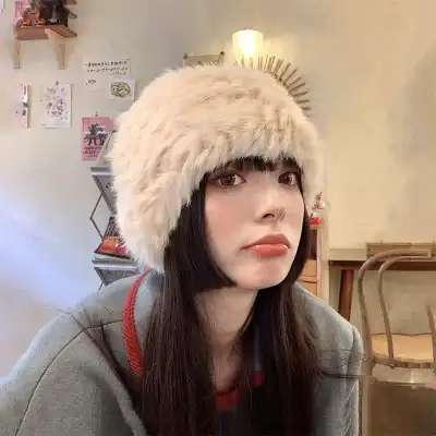 Simple Warm Rabbit Fur Blended Woolen Dome Hat