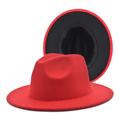 Fashion Color Matching Flat Brim Fedora Hat Unisex