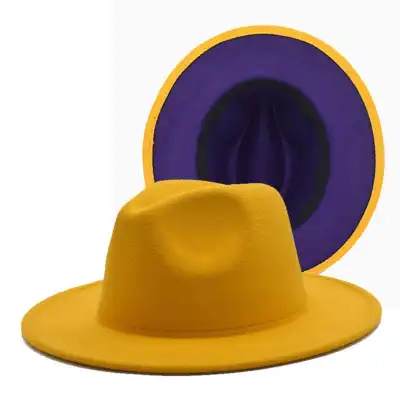 Fashion Color Matching Flat Brim Fedora Hat Unisex