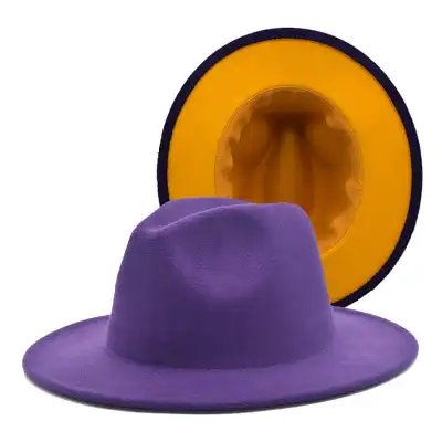 Fashion Color Matching Flat Brim Fedora Hat Unisex