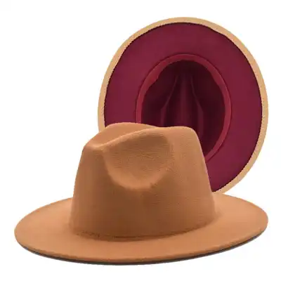 Fashion Color Matching Flat Brim Fedora Hat Unisex