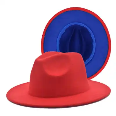 Fashion Color Matching Flat Brim Fedora Hat Unisex