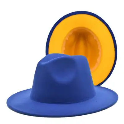 Fashion Color Matching Flat Brim Fedora Hat Unisex