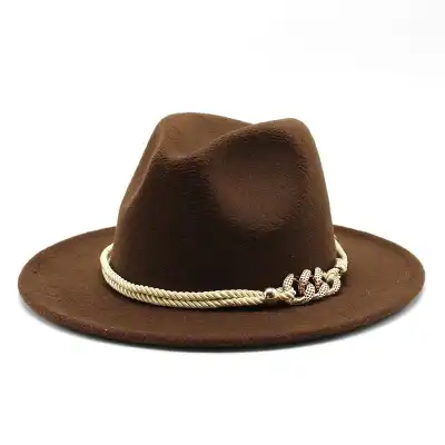 Fashion Rope Decorated Solid Color Fedora Hat for Unisex