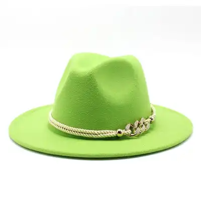 Fashion Rope Decorated Solid Color Fedora Hat for Unisex
