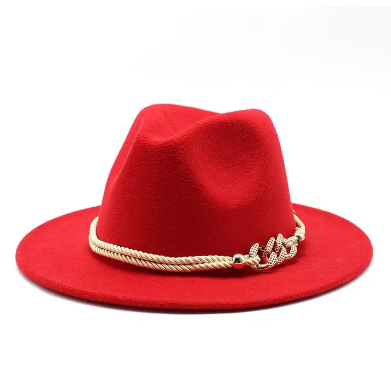 Fashion Rope Decorated Solid Color Fedora Hat for Unisex