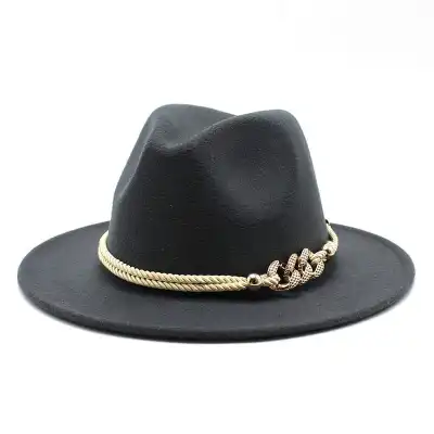 Fashion Rope Decorated Solid Color Fedora Hat for Unisex