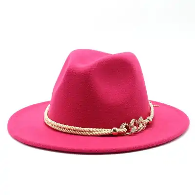 Fashion Rope Decorated Solid Color Fedora Hat for Unisex