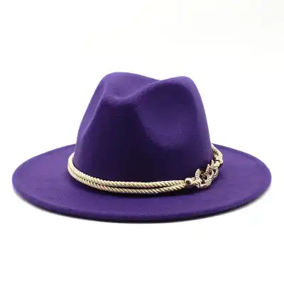 Fashion Rope Decorated Solid Color Fedora Hat for Unisex