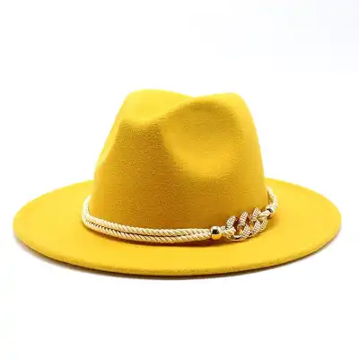 Fashion Rope Decorated Solid Color Fedora Hat for Unisex