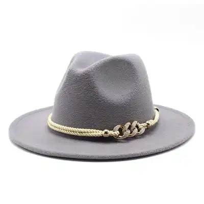 Fashion Rope Decorated Solid Color Fedora Hat for Unisex