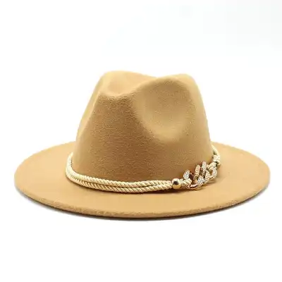 Fashion Rope Decorated Solid Color Fedora Hat for Unisex