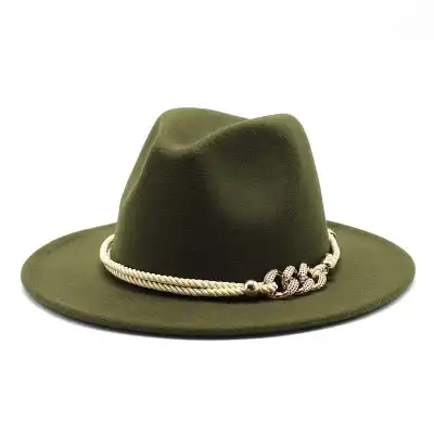 Fashion Rope Decorated Solid Color Fedora Hat for Unisex