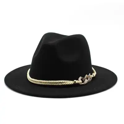 Fashion Rope Decorated Solid Color Fedora Hat for Unisex