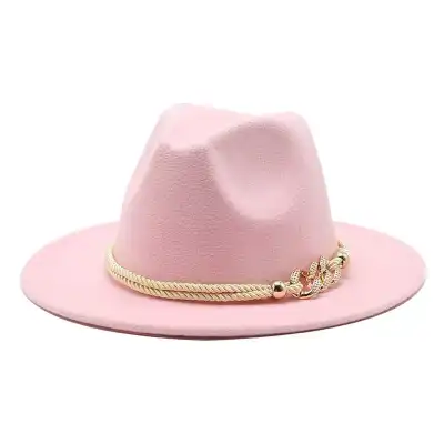 Fashion Rope Decorated Solid Color Fedora Hat for Unisex