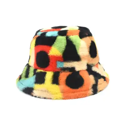 Fashion Zebra Pattern Plush Bucket Hat