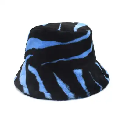 Fashion Zebra Pattern Plush Bucket Hat