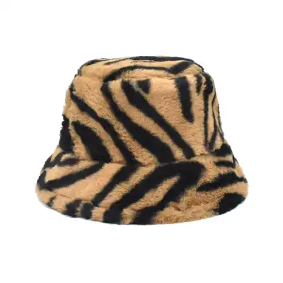 Fashion Zebra Pattern Plush Bucket Hat