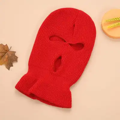 Creative Solid Color Three-hole Wool Knitted Hat