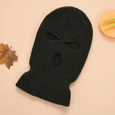 Creative Solid Color Three-hole Wool Knitted Hat