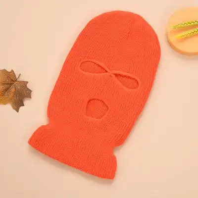 Creative Solid Color Three-hole Wool Knitted Hat