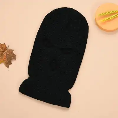 Creative Solid Color Three-hole Wool Knitted Hat