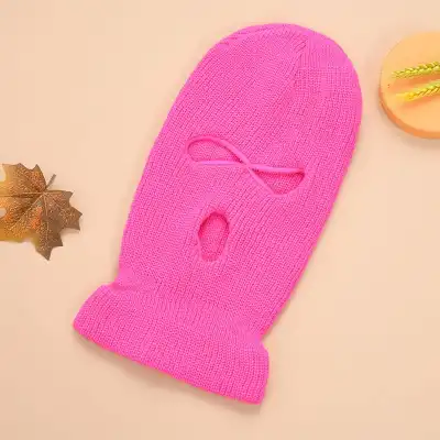 Creative Solid Color Three-hole Wool Knitted Hat