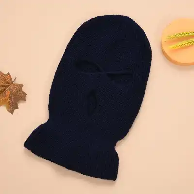 Creative Solid Color Three-hole Wool Knitted Hat