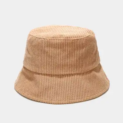 Simple Solid Color Corduroy Bucket Hat Unisex Fisherman's Hat for Youth