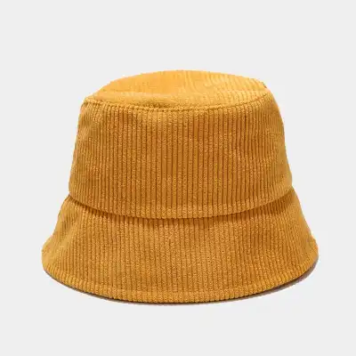 Simple Solid Color Corduroy Bucket Hat Unisex Fisherman's Hat for Youth