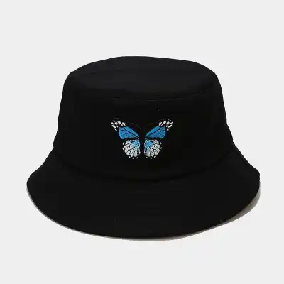 Fashion Butterfly Pattern Cotton Bucket Hat for Youth