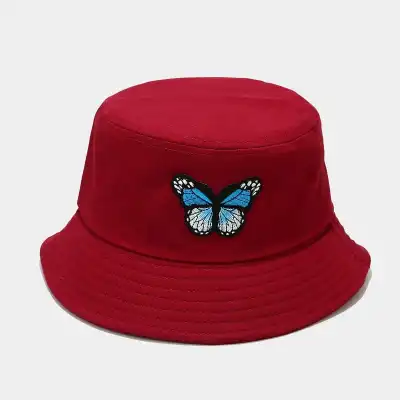 Fashion Butterfly Pattern Cotton Bucket Hat for Youth