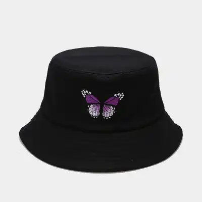 Fashion Butterfly Pattern Cotton Bucket Hat for Youth