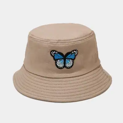 Fashion Butterfly Pattern Cotton Bucket Hat for Youth