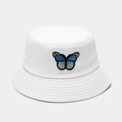 Fashion Butterfly Pattern Cotton Bucket Hat for Youth