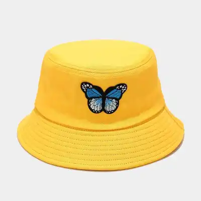 Fashion Butterfly Pattern Cotton Bucket Hat for Youth