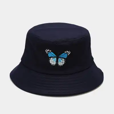 Fashion Butterfly Pattern Cotton Bucket Hat for Youth