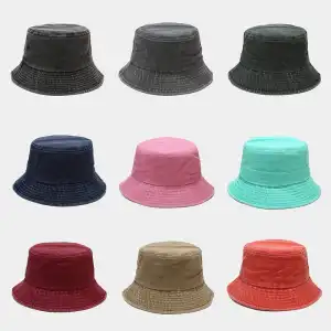 Vintage Solid Color Cotton Bucket Hat for Youth Unisex