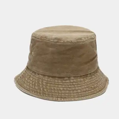 Vintage Solid Color Cotton Bucket Hat for Youth Unisex