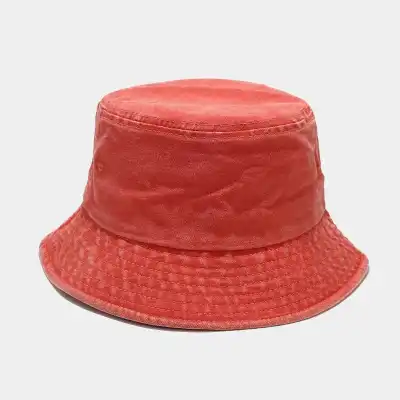 Vintage Solid Color Cotton Bucket Hat for Youth Unisex