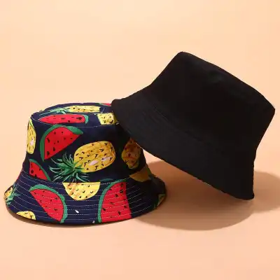 Unisex Cotton Double-sided Fruit Pattern Bucket Hat