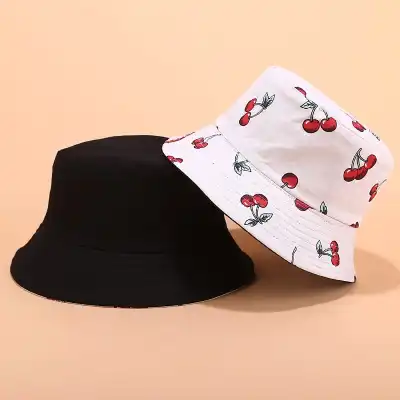 Unisex Cotton Double-sided Fruit Pattern Bucket Hat