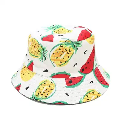 Unisex Cotton Double-sided Fruit Pattern Bucket Hat