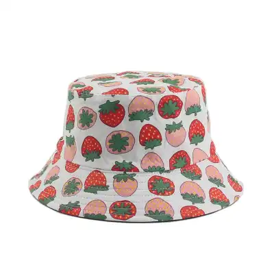 Unisex Cotton Double-sided Fruit Pattern Bucket Hat