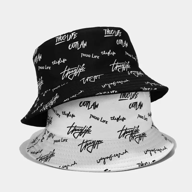 Fashion Letter Embroidery Double-sided Cotton Bucket Hat