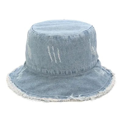 Vintage Raw Edge Design Denim Bucket Hat