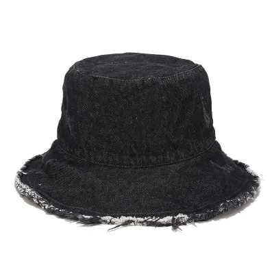 Vintage Raw Edge Design Denim Bucket Hat