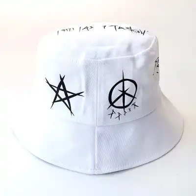 Fashion Black And White Graffiti Bucket Hat Cotton